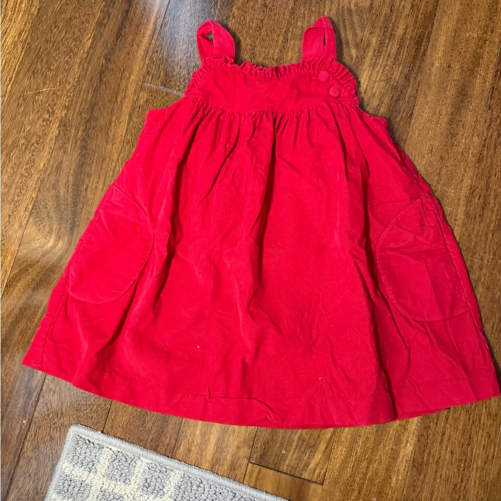 Little English Red Corduroy Kids Dress